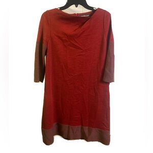 Buchanan Kang Women's Wool Blend Red Boat Neck Sweater Shift Dress- Size 10‎
